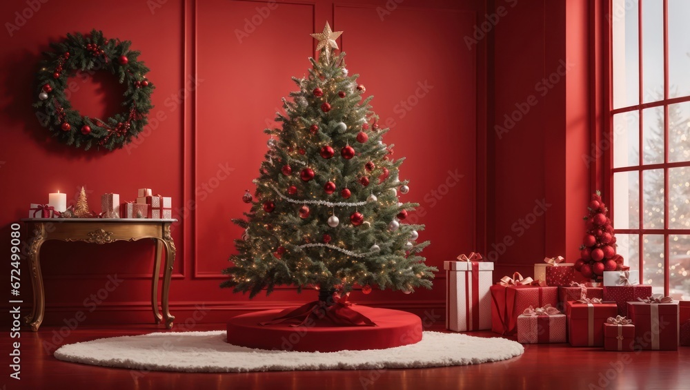 Wall mural christmas tree decoration background