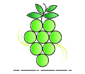 green grapes vector illustration with some decorations, green leaves, 2d icon, no background.