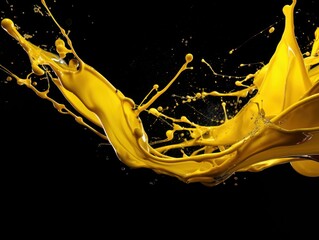 yellow paint splash on black background