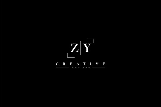 minimalist ZY initial logo with simple vertical stroke line in black