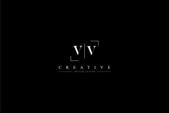 minimalist VV initial logo with simple vertical stroke line in black