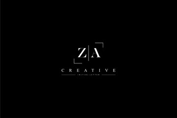 minimalist ZA initial logo with simple vertical stroke line in black
