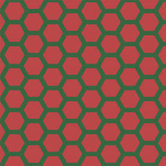 Christmas seamless pattern.Geometric polygon hexagon shape in red and green repeat pattern.Vector illustration graphic background wallpaper.