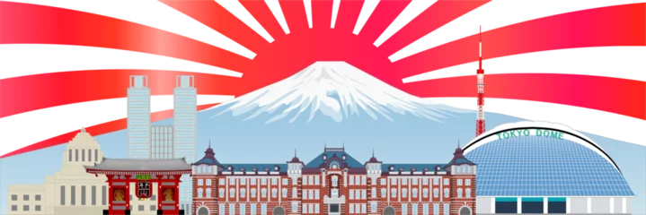 Photo sur Plexiglas Ciel bleu 富士山　東京　日の出　風景　背景