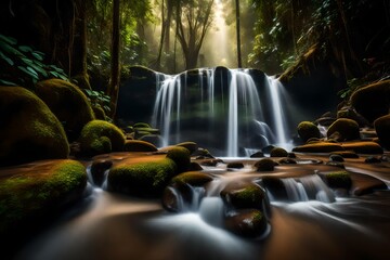 Scene of a waterfall in Thailand's Uttaradit province's Phu Soi Dao national park