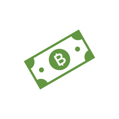 Bitcoin Paper Money Icon Vector