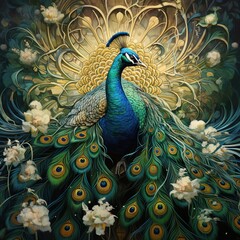peacock with feathers out