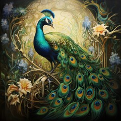 Fototapeta premium peacock with feathers