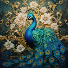 peacock with feathers out