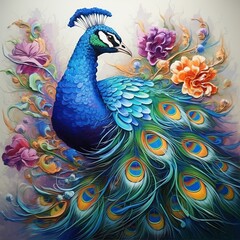 peacock with feathers