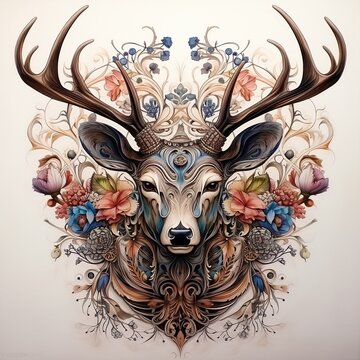 deer head with antlers