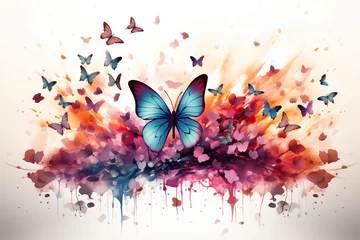 Papier Peint photo Lavable Papillons en grunge butterflies on a black background