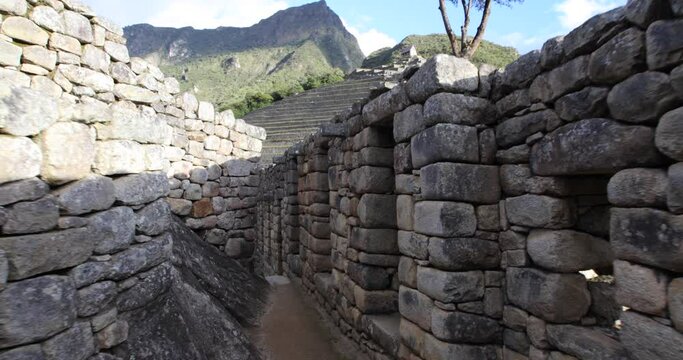 Stone Ruins Of Machu Picchu, Peru, Steady Cam