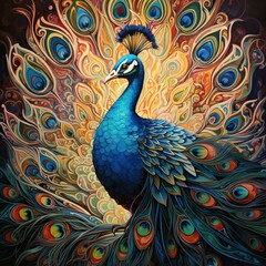 peacock with feathers out