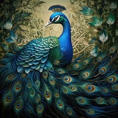 peacock with feathers out