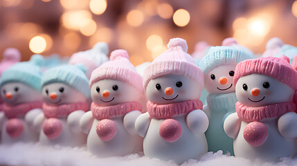 christmas decoration with cute snowman with hat