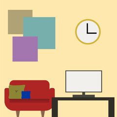 Illustration vector graphic of simple little living room vector style