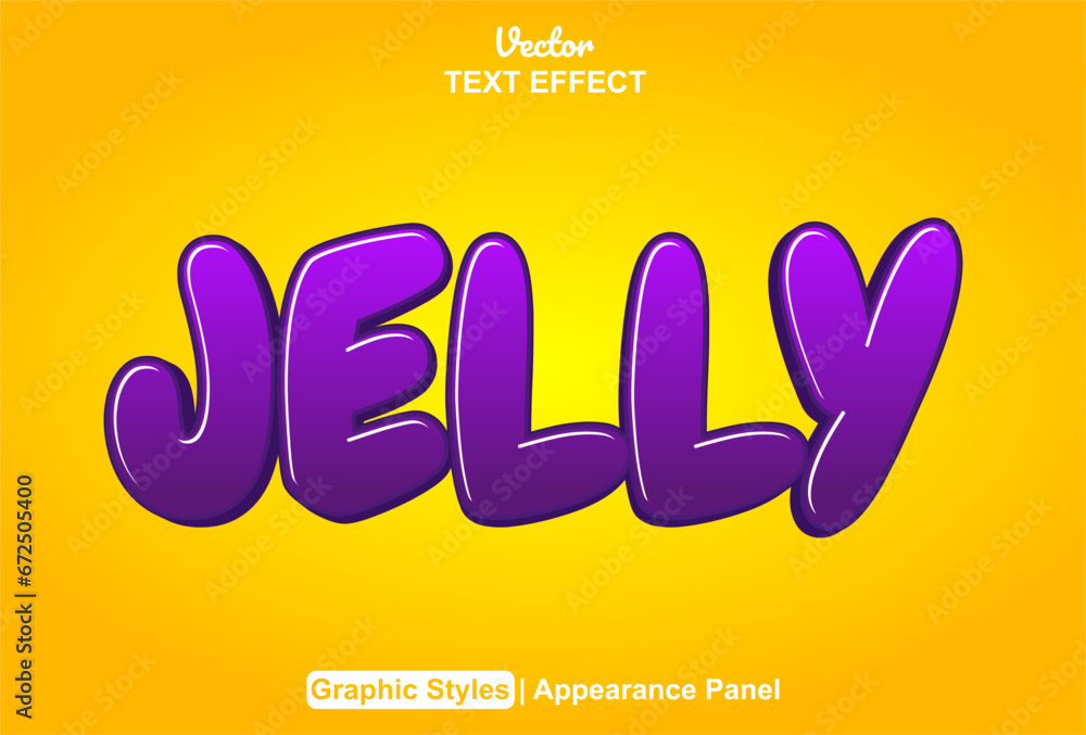 Poster jelly text effect with fun style and purple color can be edited