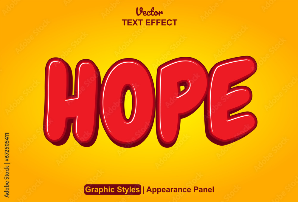 Poster hope text effect with fun red style and editable