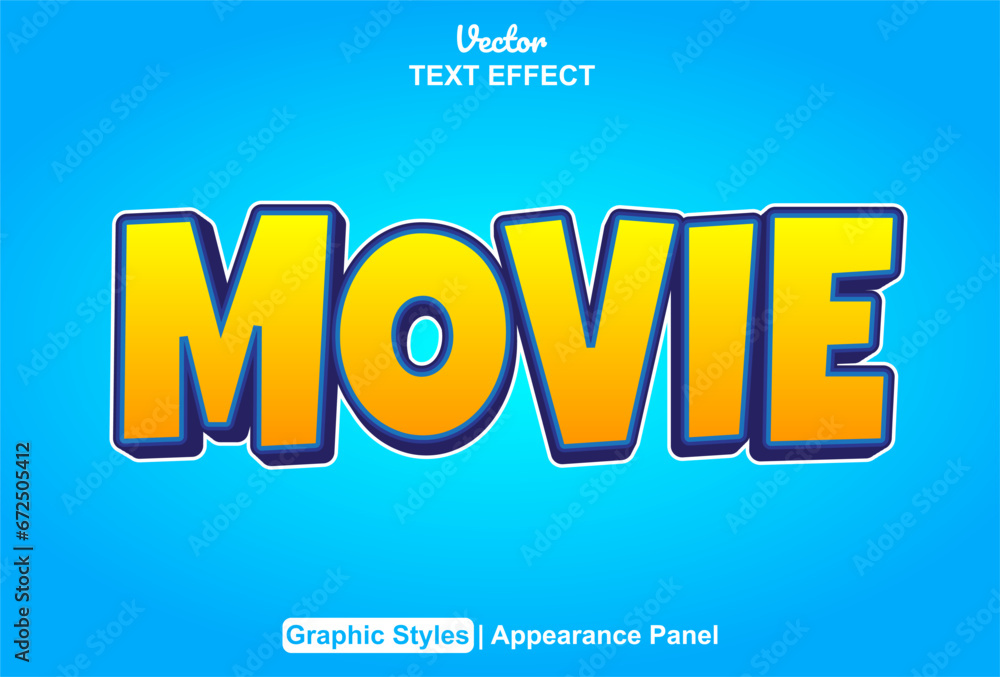 Poster the movie text effect is in a fun orange style and can be edited