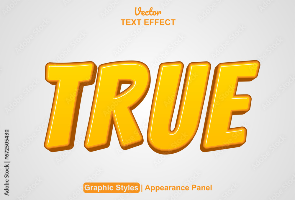 Poster true text effect with fun style and editable orange color