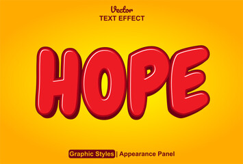Hope text effect with fun red style and editable
