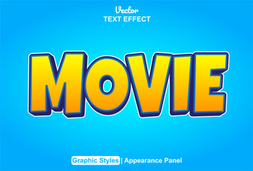 The movie text effect is in a fun orange style and can be edited