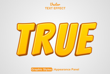 true text effect with fun style and editable orange color