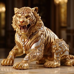 Fototapeta na wymiar gold tiger statue