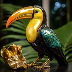 Naklejka premium toucan bird on a black background