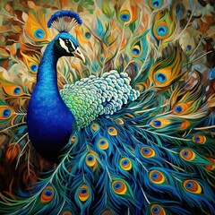 peacock with feathers out