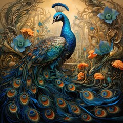 peacock with feather