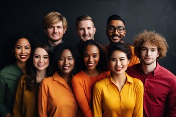 Fototapeta premium Group of different ethnicities. International Day office background. Generative AI.