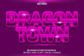 Fototapeta premium Dragon Town Editable Text Effect Modern Style