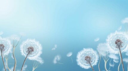 Obraz premium Ai generated an illustration of dandelions floating gracefully through the clear blue background