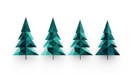 Set of Christmas trees in modern minimalist geometric style.