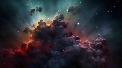 AI generated illustration of a stunning night sky with stars and a mesmerizing cluster of clouds