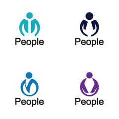 Abstract People Logo. Circle Shape with Human Icon isolated on White Background.