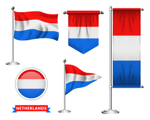 vector set of the national flag of netherlands in various creative designs