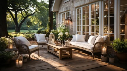 Fototapeta premium AI generated illustration of a majestic interior, featuring a cozy sofa, and a collection of plants