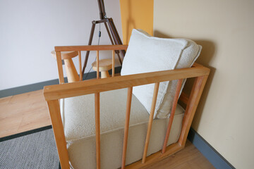 retro vantage armchairs with a lamp at home .