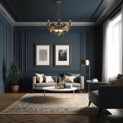 Interior shot of a contemporary living room, AI-generated.