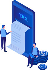 Online tax filing concept, businessman filling tax form documents online