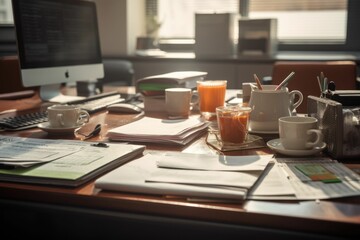 AI generated illustration of a contemporary office desk in a professional work environment