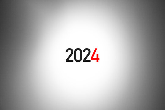 2024 number, text, on a white background with a shadow. 2024 start, planning, goal. 2024 concept.