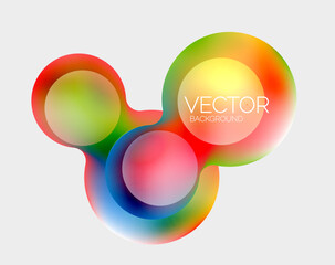 Beautiful flowing round shapes and circles abstract background. Liquid color bubble composition