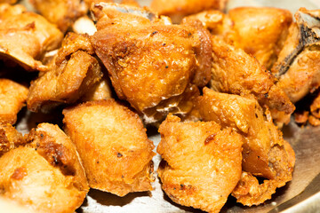 Fried and roasted chicken on a plate