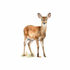 Fototapeta premium AI generated illustration of a watercolor painting of a deer on a white background