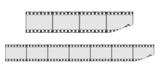 Film tape strips. Isolated. Cinema teater concept. 3d realistic vector.