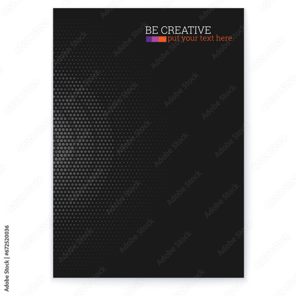 Poster abstract poster. round gradient with halftone effect. black background.